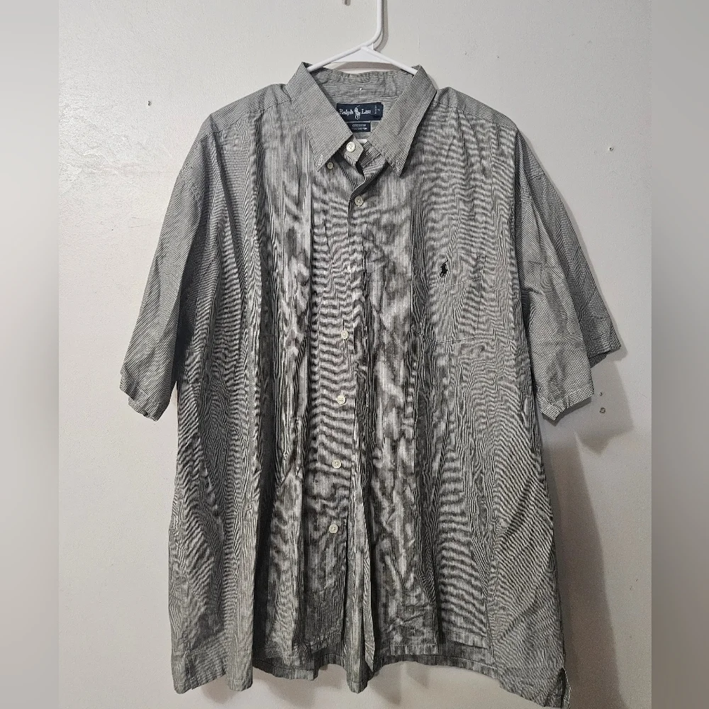 Polo by Ralph Lauren Men's Gray striped button down shirt!